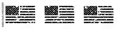 Set of three distressed american flag designs, perfect for patriotic projects and creative layouts.