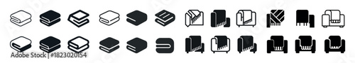 Set of black and white laundry and ironing icons