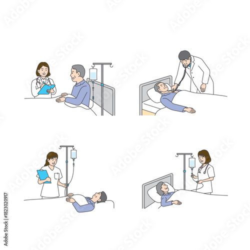 医療従事者と医師・看護師のセット（上半身）