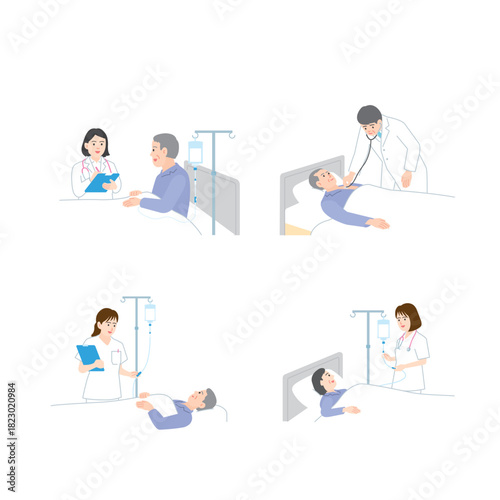 医療従事者と医師・看護師のセット（上半身）