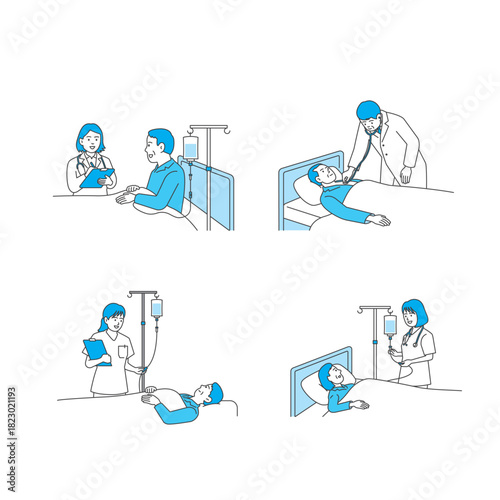 医療従事者と医師・看護師のセット（上半身）