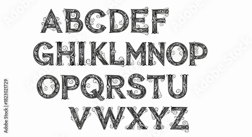 Decorative Alphabet Letters with Intricate Patterns and Designs.