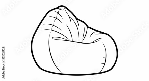 Comfortable Bean Bag Chair Outline Drawing.