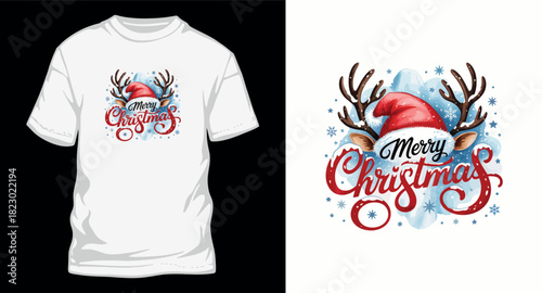 Antlered holiday design with snow for joyful t shirt print