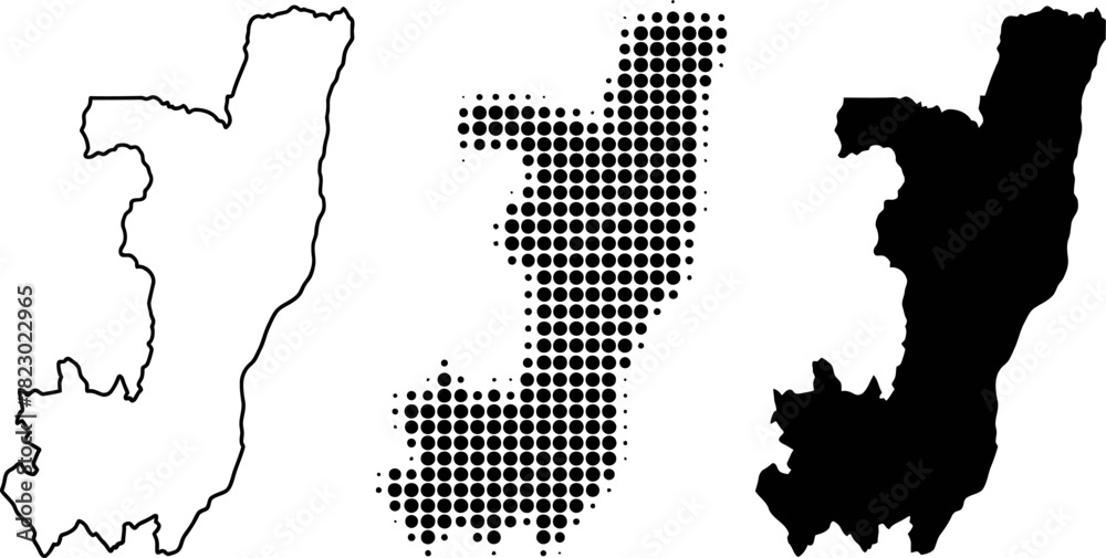 Obraz premium Republic of the Congo Map Vector Set Outline Dotted Halftone Silhouette