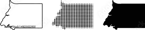 Equatorial Guinea Map Collection Halftone Dot and Silhouette Styles