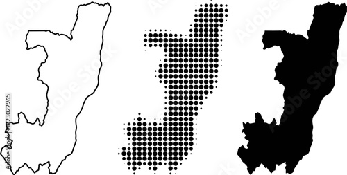 Republic of the Congo Map Vector Set Outline Dotted Halftone Silhouette