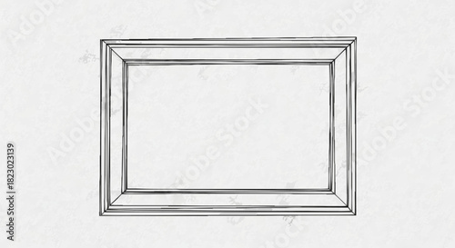 Simple Hand-Drawn Rectangular Picture Frame Sketch on White Background.