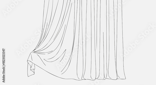 Elegant White Curtain with Delicate Folds and Drapes.