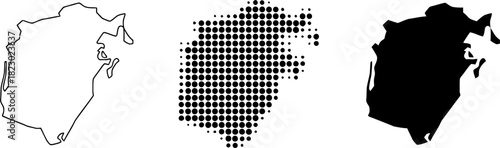 Saint Pierre island map silhouette halftone and outline vector