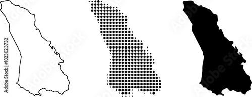 Moldova map silhouette halftone and outline vector