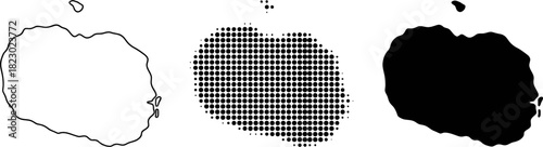 Cook Islands Rarotonga map silhouette halftone and outline vector