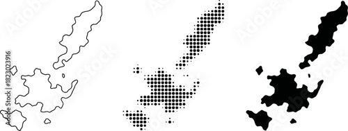 Northern Mariana Islands Saipan Tinian Rota map silhouette halftone vector