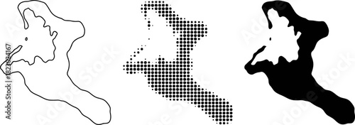 Kiritimati Christmas Island map silhouette halftone and outline vector
