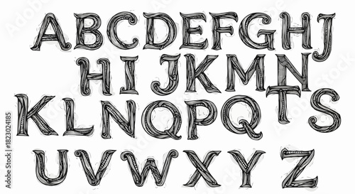Alphabet Set in Distressed Style - A Complete Collection.