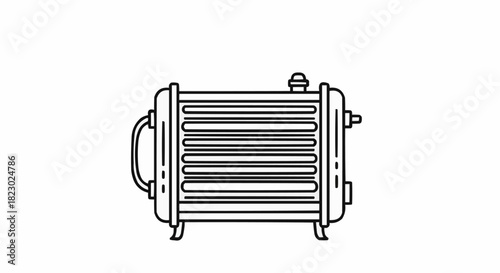 Detailed Line Art Illustration of an Oil Radiator Heater.