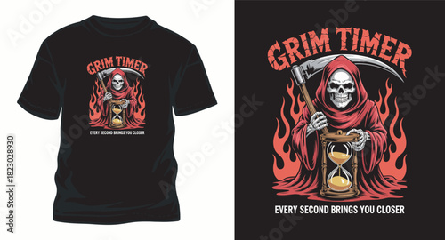 Grim timer vector illustration for apparel or t-shirt design