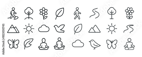 Minimalist nature and meditation icons collection