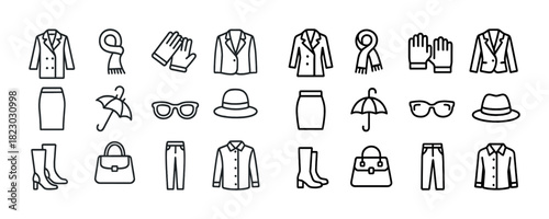 Clothing and accessories icons collection