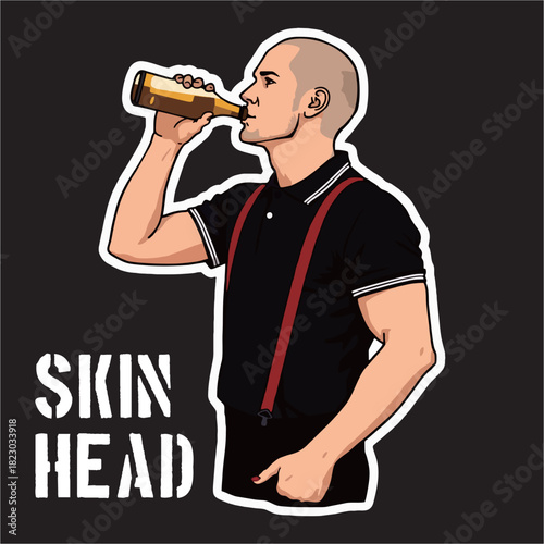 A vector illustration of Skinhead boys style 