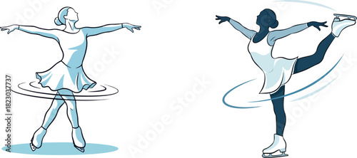 Elegant figure skater spinning gracefully, a symbol of winter sports, artistic expression, and disciplined training, perfect for lifestyle and athletic themes