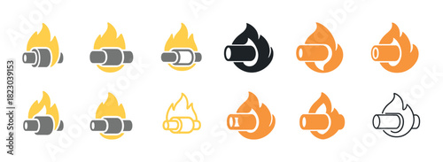 Fire-themed logos: varied designs and bold colors