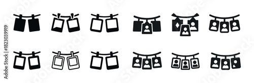 Traditional torii gate symbols and picture frames icon set