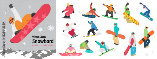 People who enjoy snowboarding. Enjoying the snowy mountains. Enjoying winter sports.