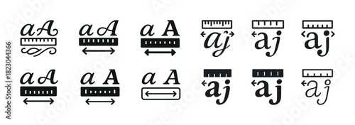 Typographic icons set: font size, alignment, and style symbols