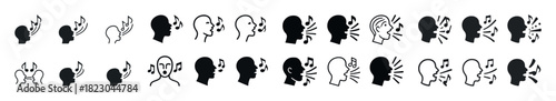 Silhouette icons of listening and speaking in communication