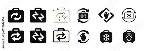 Recycling and temperature control icon set for eco-friendly packaging