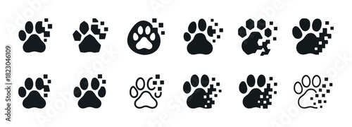 Digital transformation animal paw prints in various styles