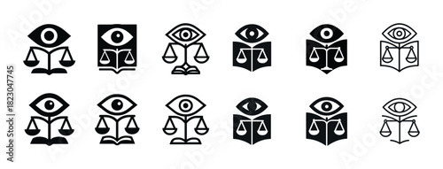 Eye of justice: symbolic logos of balance and vision