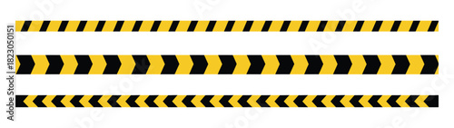 Yellow and Black Warning Tape Vector – Seamless Diagonal Stripe Hazard Line, Caution Barrier Ribbon, Danger Stop Border, Safety Construction Tape Illustration on White Background