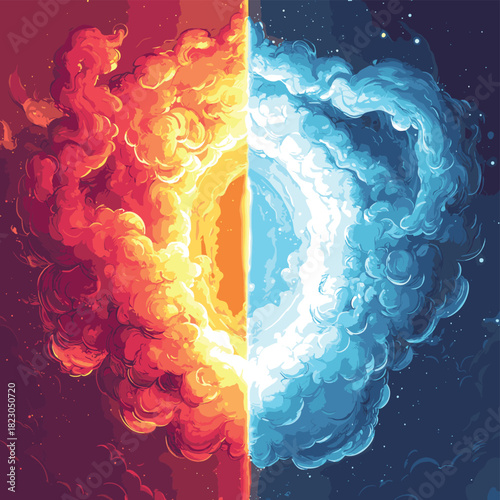 A glowing orb split cleanly down the middle