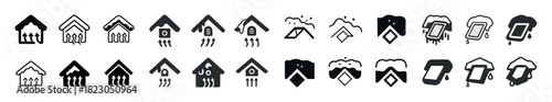 Black and white weather-themed icons set featuring snow and rain designs