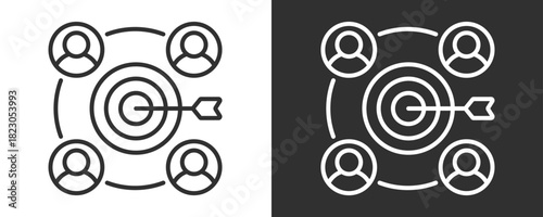 Target Market Icon Set Vector Collection Isolated In Black And White