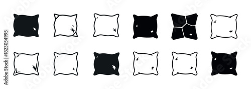 Set of vector pillow icons in various shades and styles