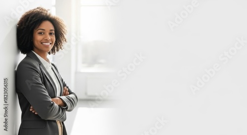 Confident Young Diverse Professional Woman Smiling with Copy Space