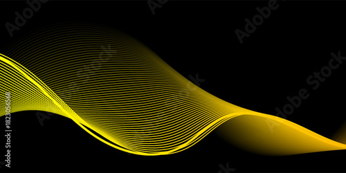 Vector illustration of gold curve lines isolated on black. Gold abstract wave background. Luxury glitter glitter swirl pattern. Elegant modern fashion design elements.