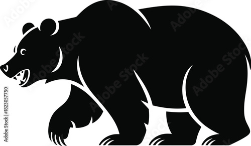 Black Bear Silhouette Walking Aggressively vector