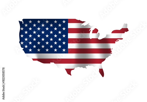 Silhouette of the usa map featuring the american flag for use in patriotic and independence day designs.