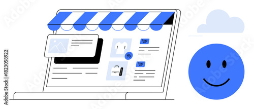 E-commerce platform. E-commerce visuals highlighting online storefronts, shopping tools, and digital purchases. E-commerce fostering cloud integration and online retail. For websites, marketing