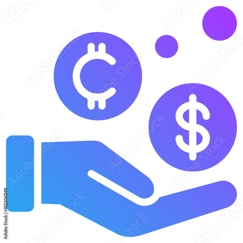 Digital money icon for digital finance, business, website, application, printing, document, poster design, etc