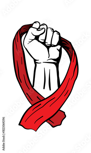 Vector illustration clenched fist care aids