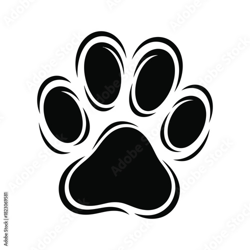 Stylized Paw Print Icon - Pet, Animal & Veterinary Symbol
