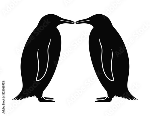 Two Penguins Facing Each Other Silhouettes - Animal Love, Arctic & Wildlife