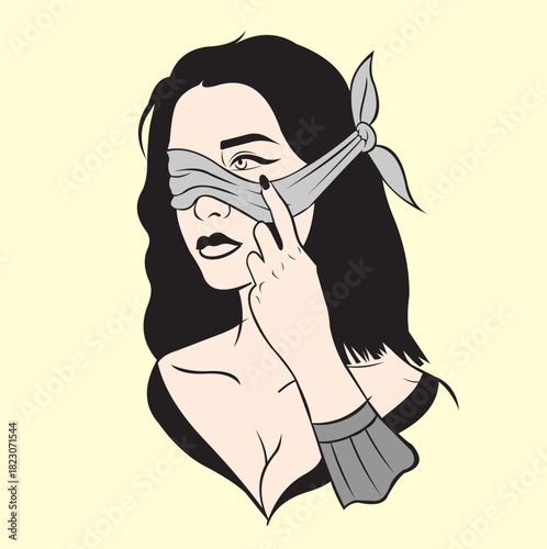 Vector illustration design of a woman closing her eyes is very beautiful and has cool colors, very suitable to be used as an image on a t-shirt.