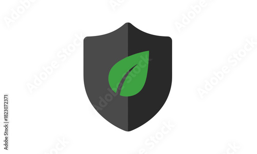 Elegant shield icon with a vibrant green leaf symbolizes nature protection, ecology defense, and eco safety, perfect for security solutions and environmental initiatives