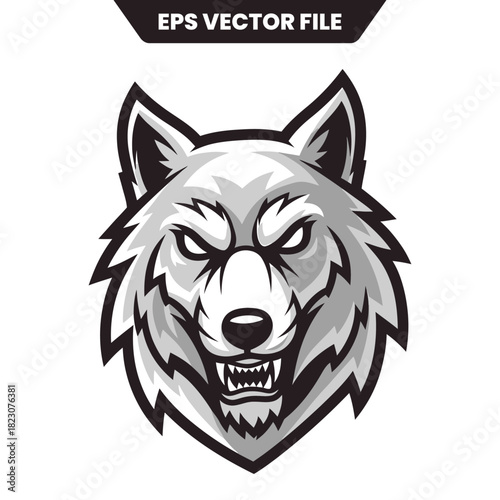 Wallpaper Mural Aggressive Wolf Head Mascot Logo Design Vector. Torontodigital.ca